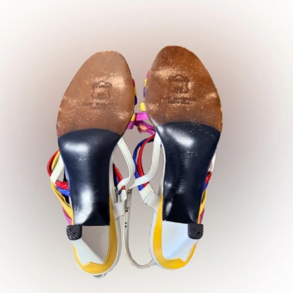 Rare Vintage Stuart Weitzman Martinique Colorblock Rainbow Sandals-Size 7.5